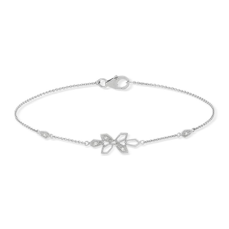 Bracelet or blanc 375 zirconias 19 cm - vue 2