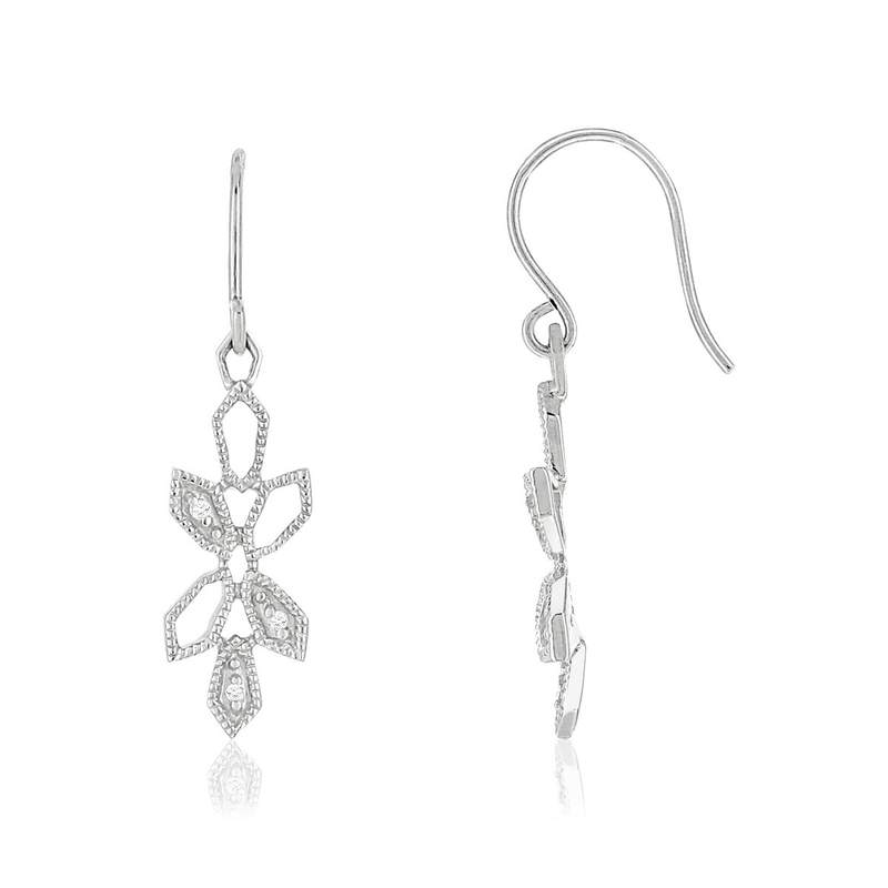 Boucles d'oreilles or blanc 375 zirconias - vue 1