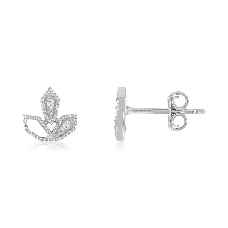 Boucles d'oreilles or blanc 375 zirconias - vue 1