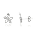 Boucles d'oreilles or blanc 375 zirconias - vue 1