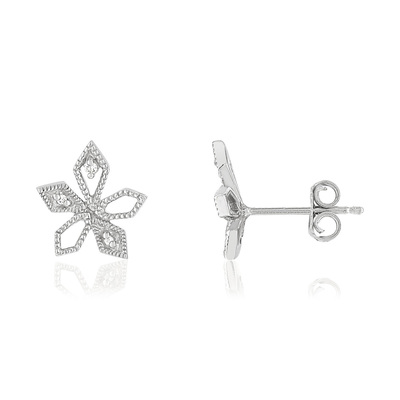 Boucles d'oreilles or blanc 375 zirconias - vue 1