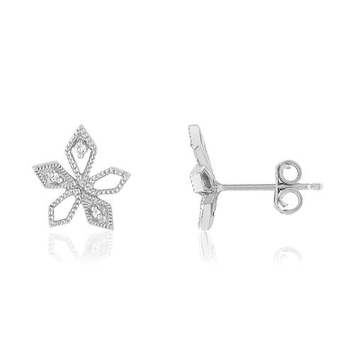 Boucles d'oreilles or blanc 375 zirconias