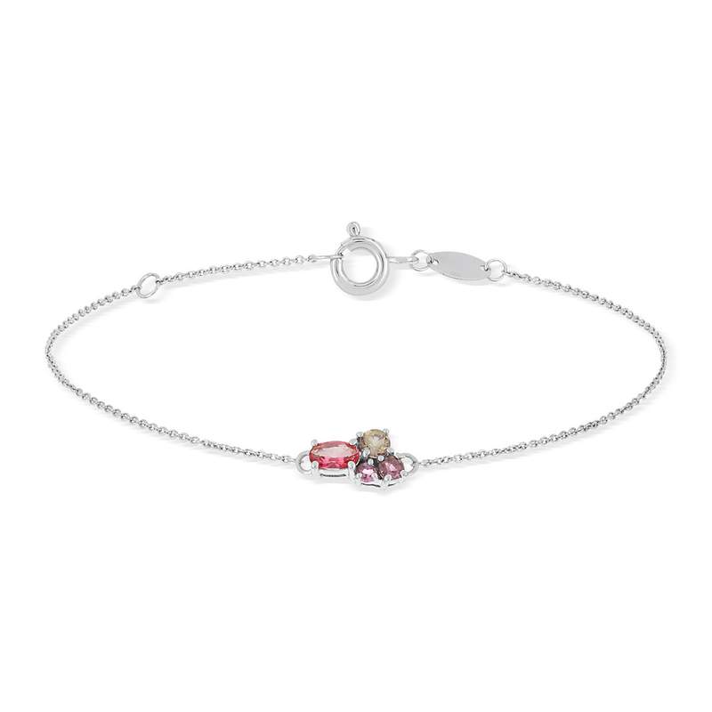 Bracelet or blanc 375 pierres fines 18 cm - vue 2