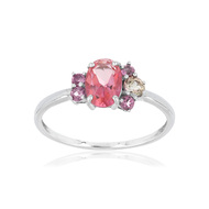 Bague or blanc 375 pierres fines