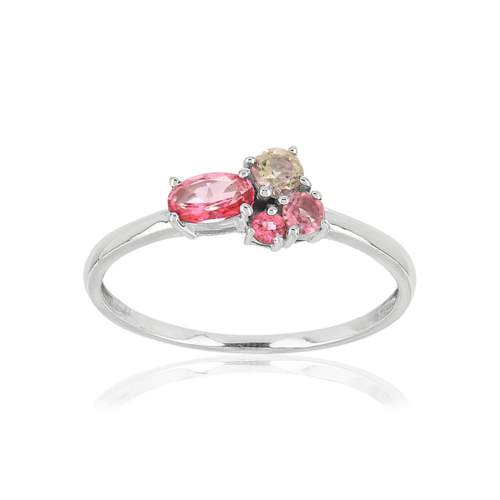 Bague or blanc 375 pierres fines