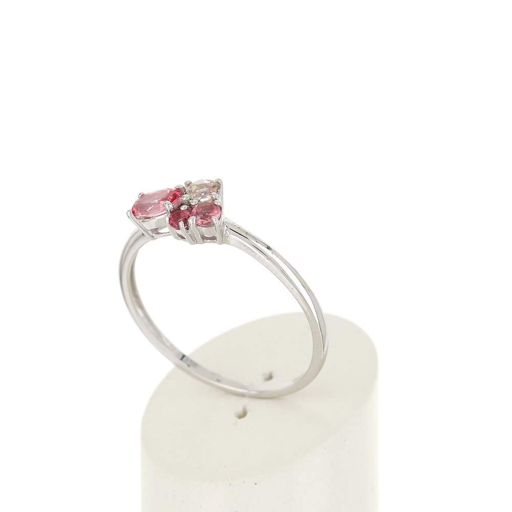 Bague or blanc 375 pierres fines - vue 3