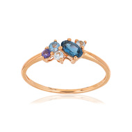 Bague or rose 375 pierres fines