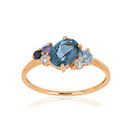 Bague or rose 375 pierres fines et précieuse