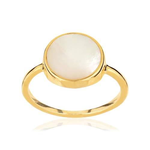 Bague or 375 nacre ovale