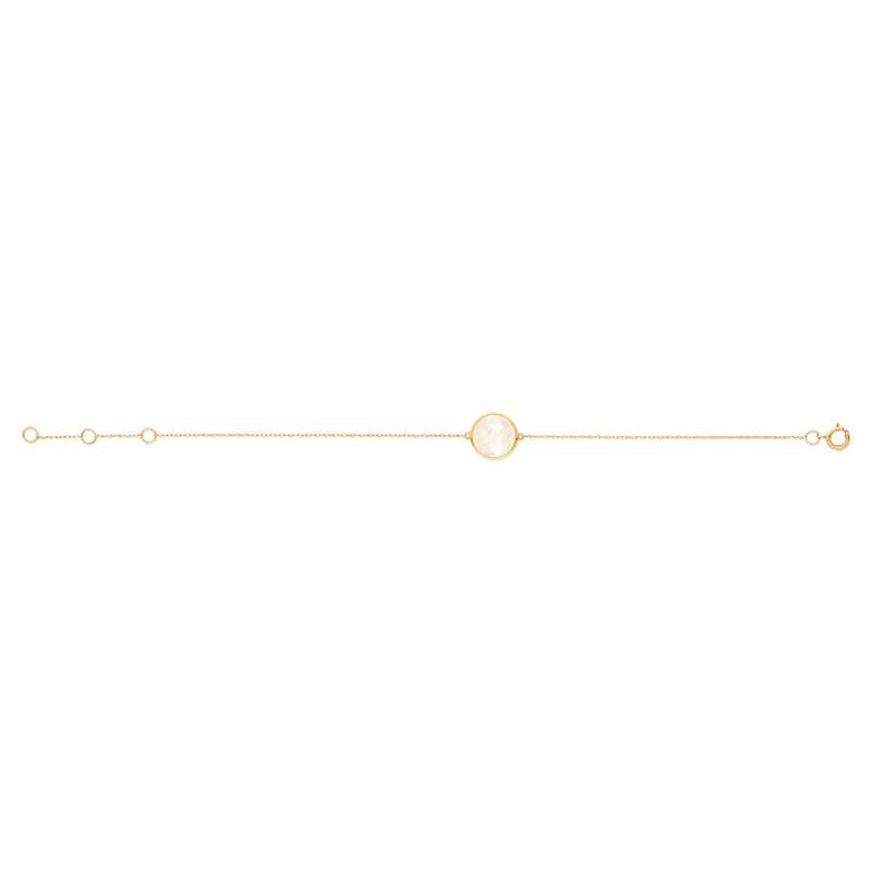 Bracelet or 375 jaune rond nacre 19 cm - vue 1
