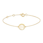 Bracelet or 375 jaune rond nacre 19 cm - vue 2