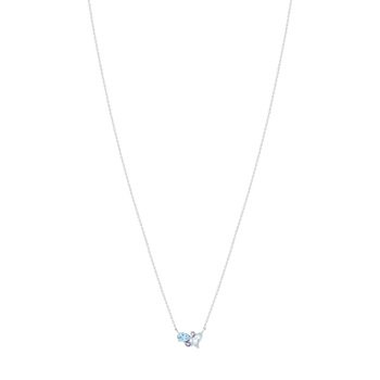 Collier or blanc 375 iolites et topazes traitées 45 cm