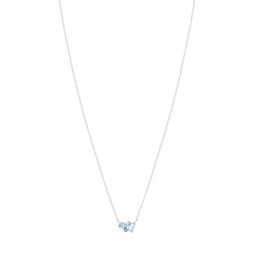 Collier or blanc 375 iolites et topazes traitées 45 cm