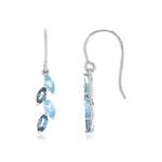 Boucles d'oreilles or blanc 375 pendants topazes bleues traitées et London Blue traitées - vue 1