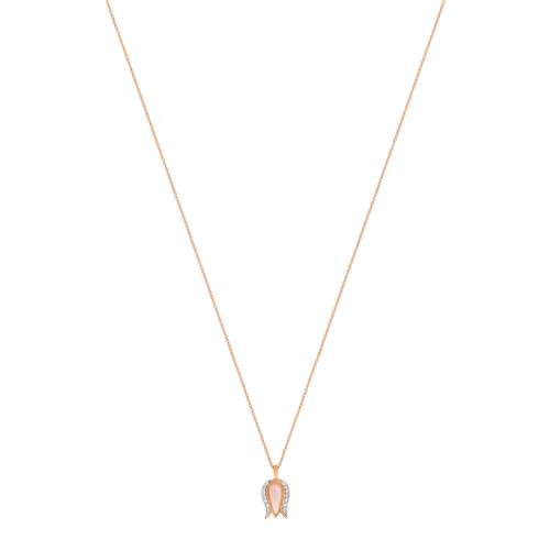 Collier or 375 2 tons nacre et zirconias 45 cm