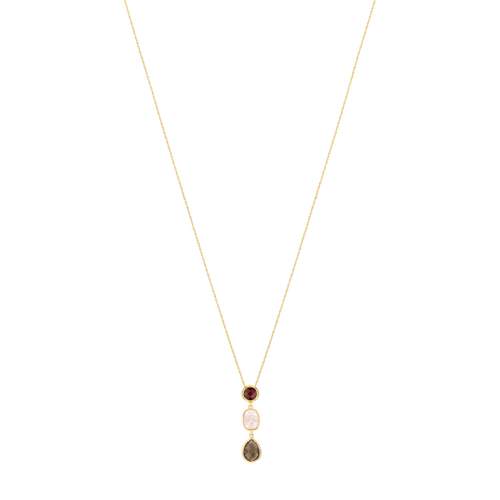 Collier or 375 grenat rhodolite et quartz