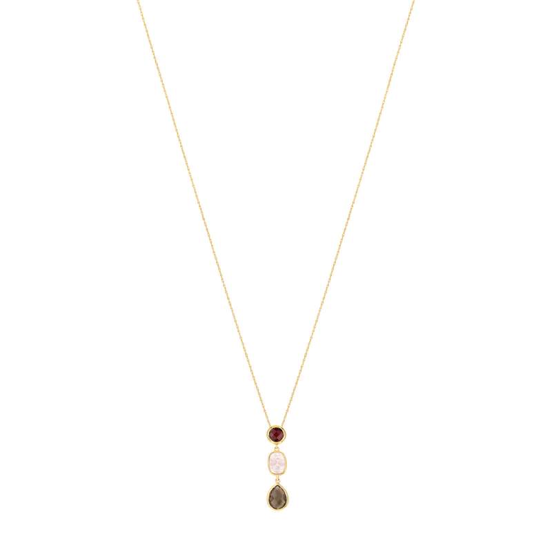Collier or 375 grenat rhodolite et quartz - vue 1