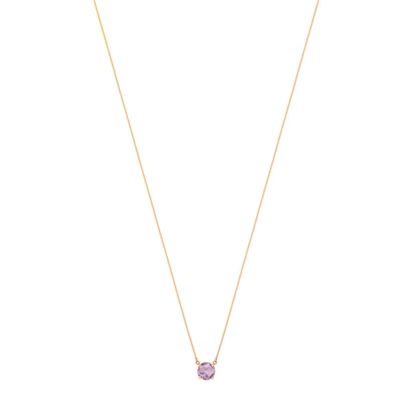 Collier or 375 rose améthyste 43 cm - vue 1