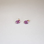 Boucles d'oreilles or rose 375 grenats diamants - vue D3