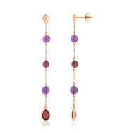 Boucles d'oreilles or rose 375 grenat et améthyste