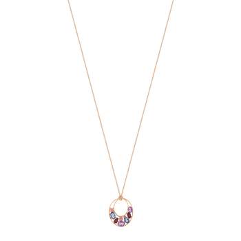 Rose gold necklace 375 gemstones 45 cm