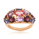 Bague or rose 375 pierres fines - vue 1