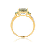 Bague or 375 quartz carré, saphirs ovales et diamants - vue 2