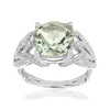 Bague or 375 blanc quartz vert et diamants - vue V1