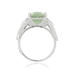 Bague or 375 blanc quartz vert et diamants - vue 2