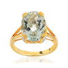 Bague or jaune 375 quartz ovale et diamants - vue V1