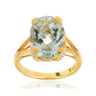 Bague or jaune 375 quartz ovale et diamants
