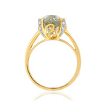 Bague or jaune 375 quartz ovale et diamants - vue 2