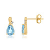 Boucles d'oreilles or jaune 375 topazes Swiss blue taille poire et diamants - vue V1