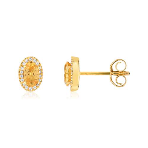 Boucles d'oreilles or 375 grenats diamants
