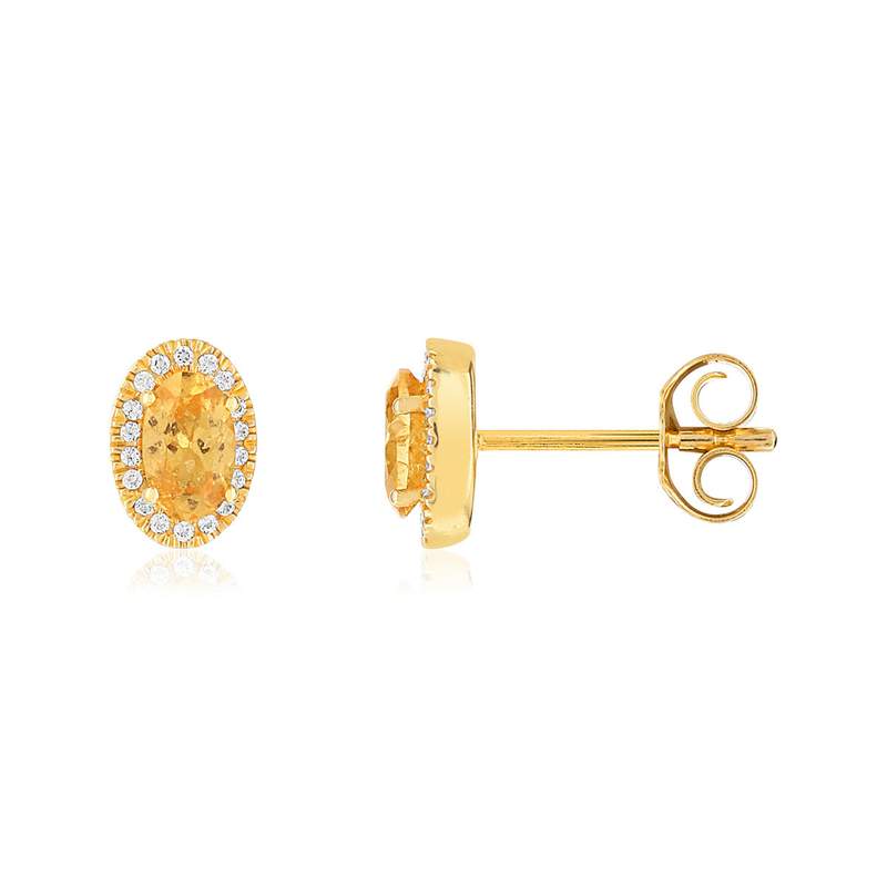 Boucles d'oreilles or 375 grenats diamants - vue 1