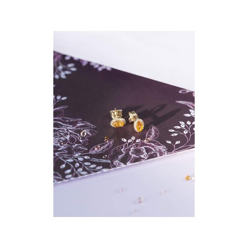 Boucles d'oreilles or 375 grenats diamants - vue D2