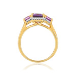 Bague or 375 améthystes diamants - vue 2