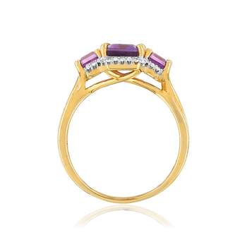 Gold ring 375 amethyst diamonds