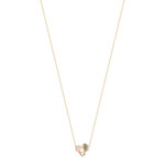 Collier or 375 2 tons quartz, pierre de lune, topaze rose traitée zirconias - vue 1