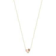 Collier or 375 2 tons quartz, pierre de lune, topaze zirconias