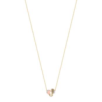 Goudketting 375, tweekleurig, met kwarts, maansteen, roze topaas (behandeld) en zirkonia’s