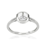 Bague or blanc 375 diamant - vue 1