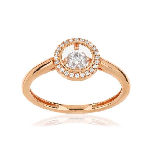 Bague or 375 rose cercle ajouré diamants