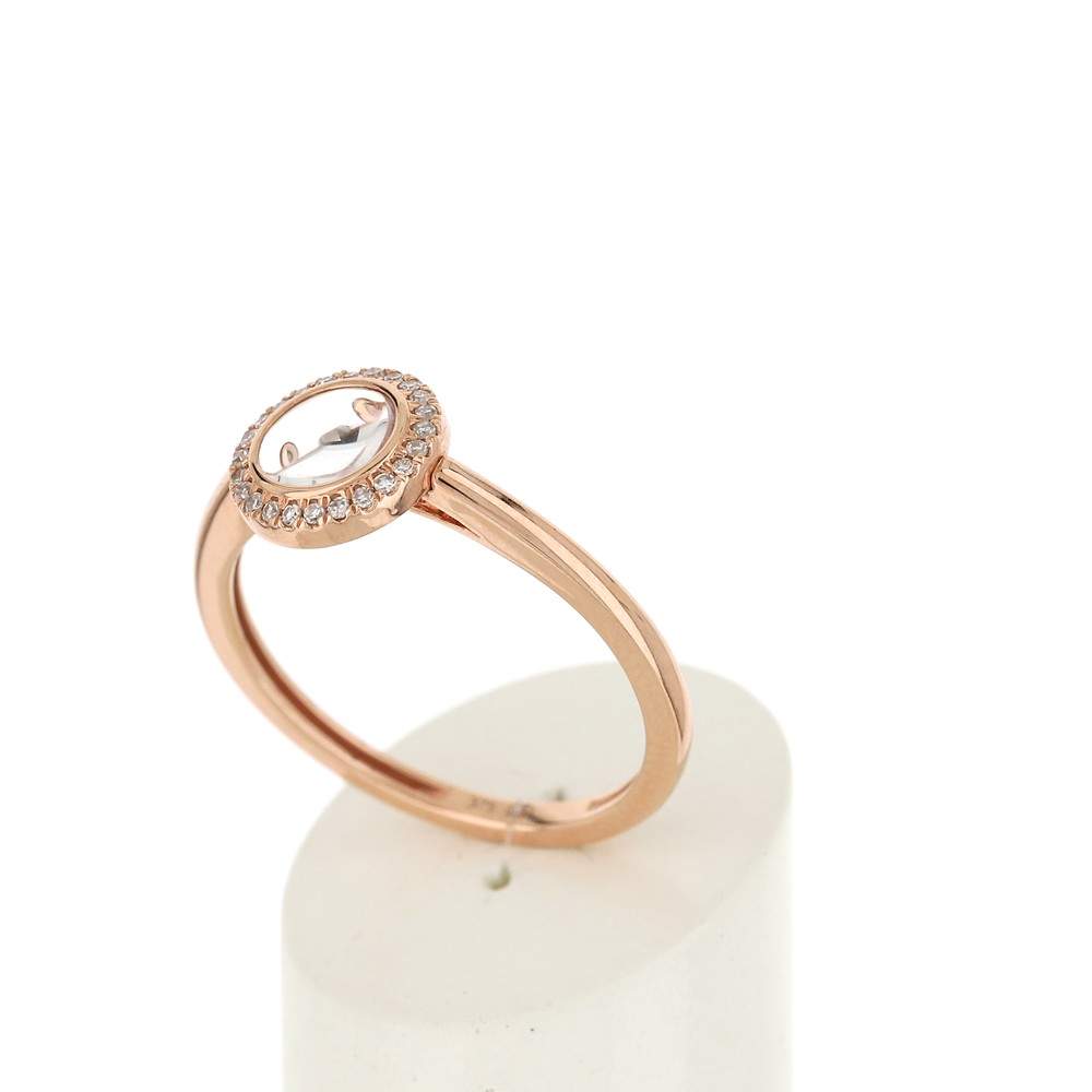 Bague or 375 rose cercle ajouré diamants - vue 3