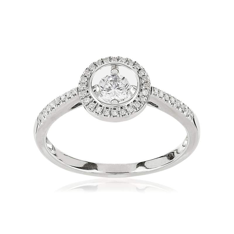 Bague or blanc 375 diamants - vue 1