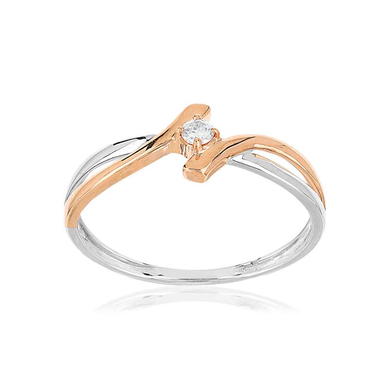 Bague or 375 2 tons diamant - vue 1