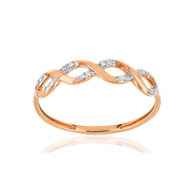 Bague or rose 375 2 tons diamants - vue V1