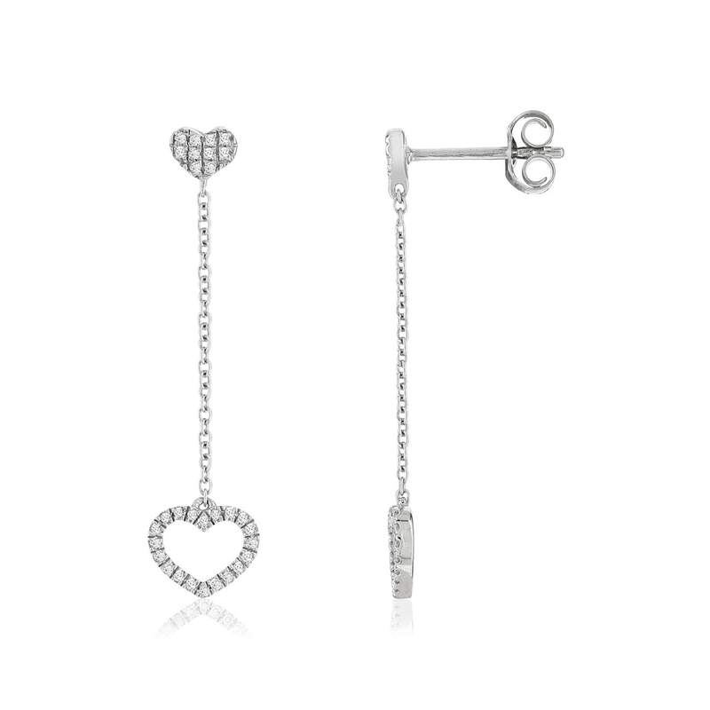 Boucles d'oreilles or blanc 375 diamants - vue 1