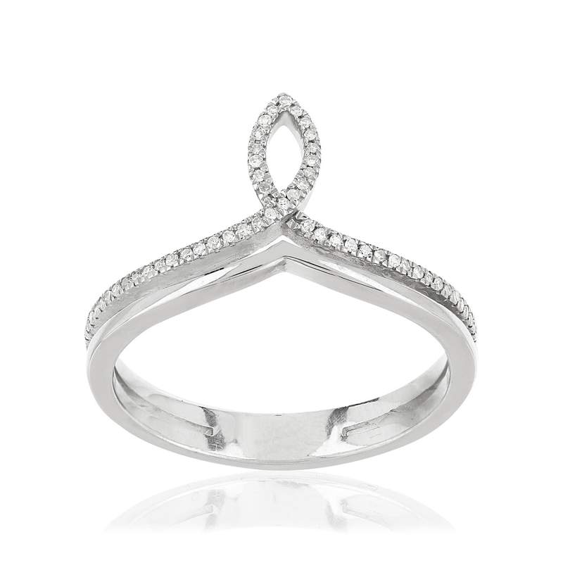 Bague or blanc 375 diamants - vue 1