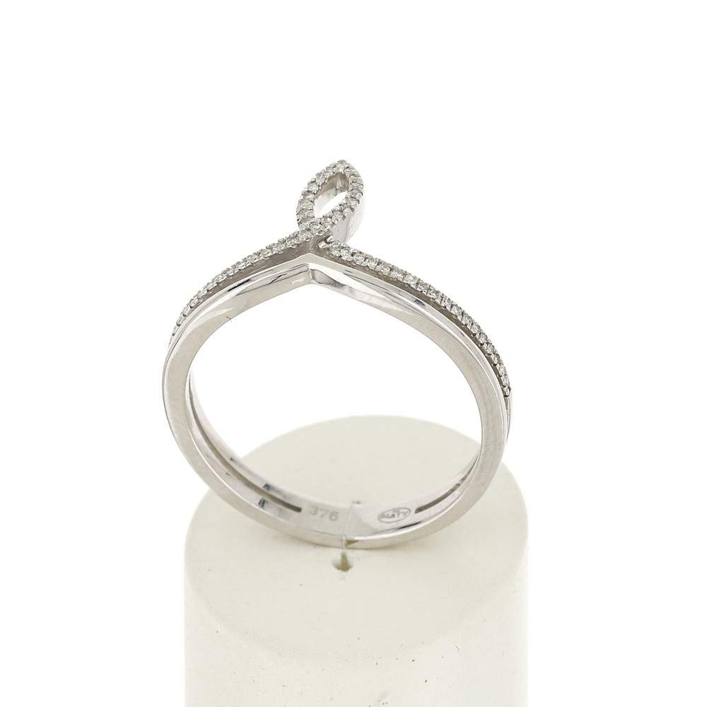 Bague or blanc 375 diamants - vue 2
